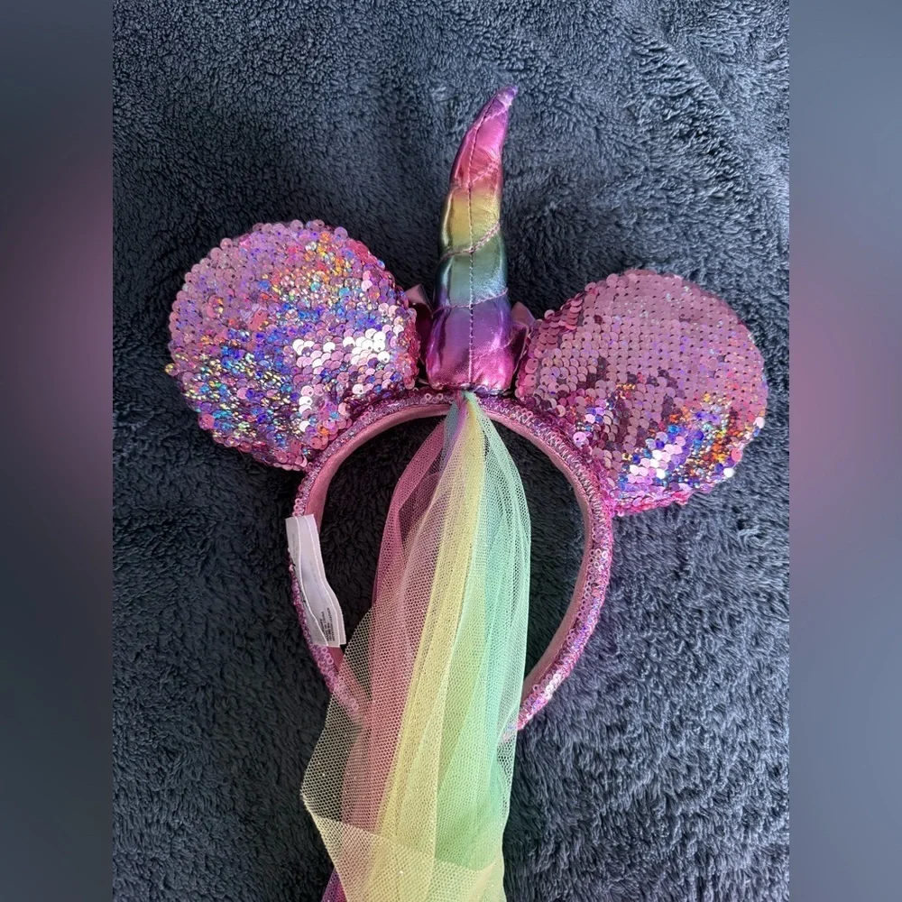 Sequin Disney unicorn headband with rainbow tule